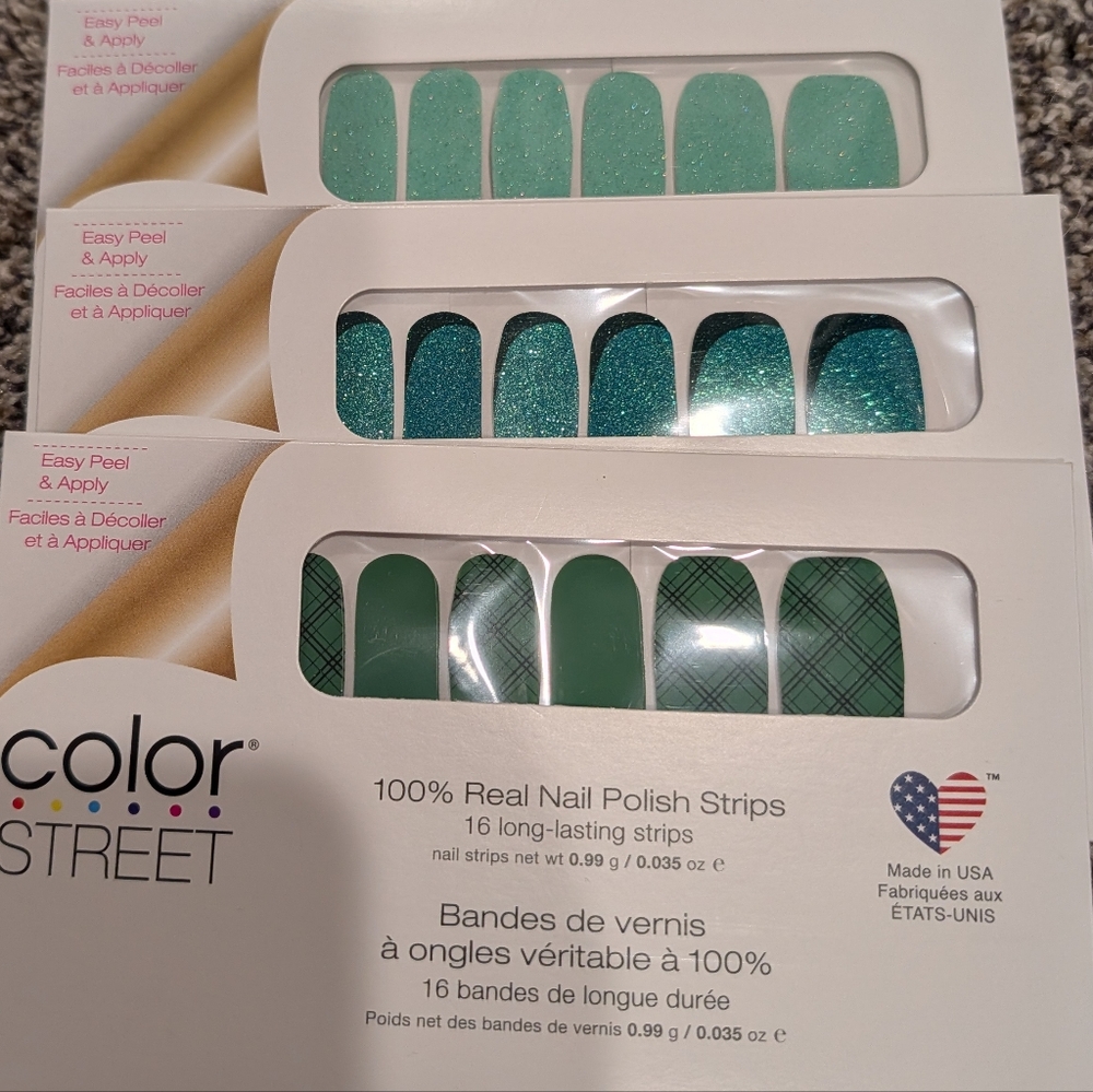 Color Street Green and Teal Press-On Nails